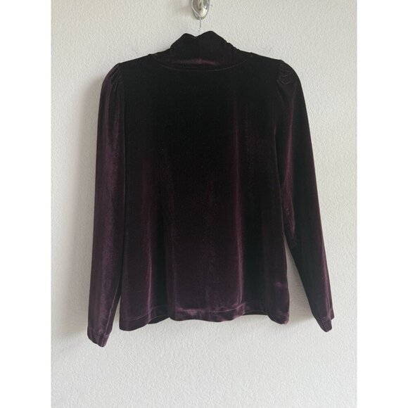 Loft Plush Velvet Turtleneck Top Puffed Long Sleeves Women’s‎ Size Small Plum - Picture 10 of 10
